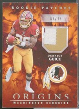 Derrius Guice /75 Card 2018 Panini Origins Rookie Jersey Patches Orange #9 . rookie card picture