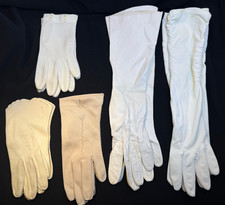 5 pair Prop Vtg Ladies Gloves Wanamaker Fownes Nylon Leather Elbow Length Opera