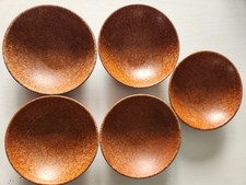BOLTALITE Bowls - Melamine - Faux Wood -Set Of 5! Made in USA 5¾" - brown
