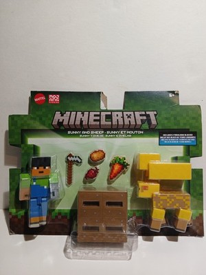 Minecraft Figure 2-Pack: SUNNY AND YELLOW SHEEP w/ Farmland Items, Blocks - NEW