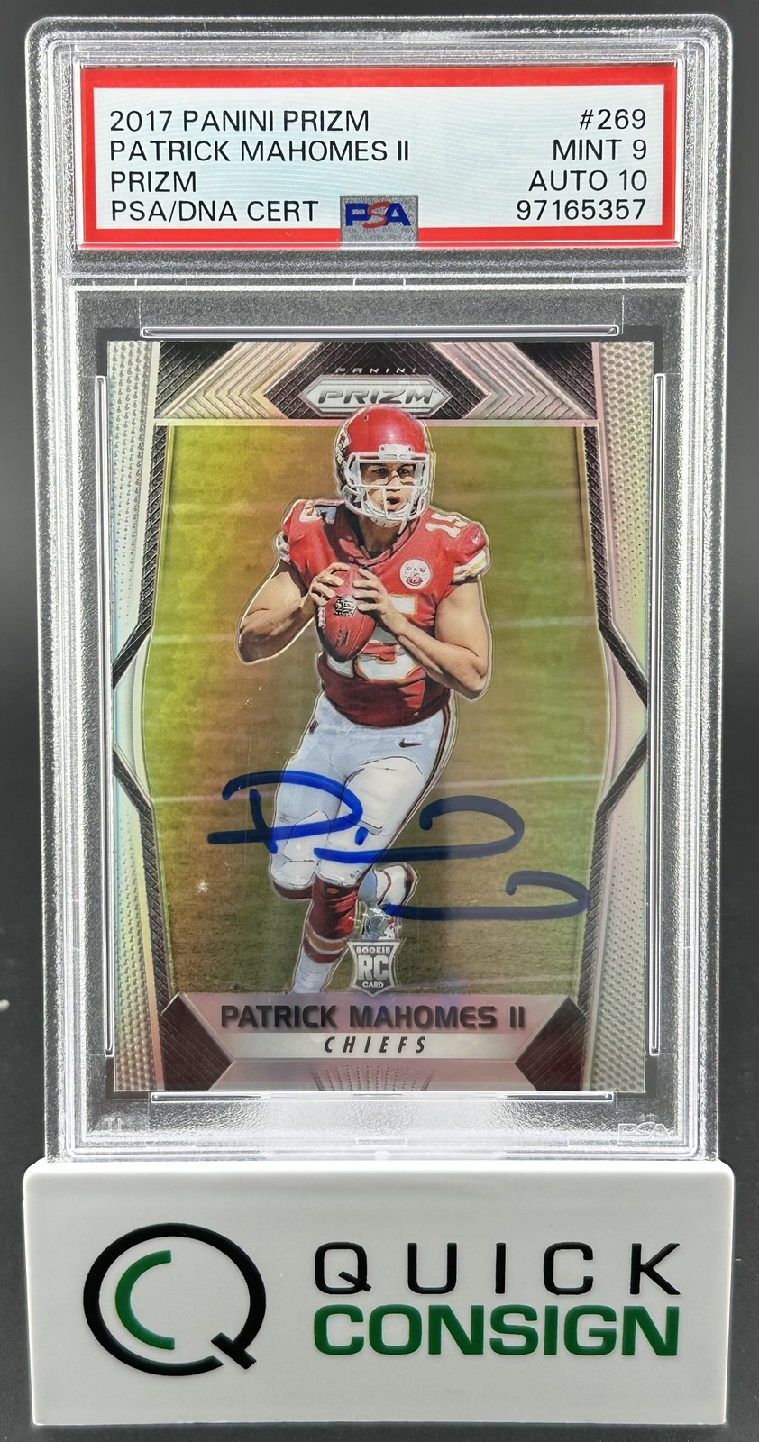 PATRICK MAHOMES II 2017 PANINI PRIZM ROOKIE #269 CHIEFS AUTO 10 PSA 9 Q6995