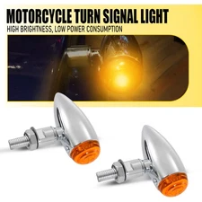 2 For Harley Sportster XL 1200 883 Chrome Bullet Motorcycle Turn Signals Blinker