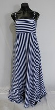 Cupshe Women's Tiered Spaghetti Strap A-Line Maxi Dress LB3 Blue Stripe Medium