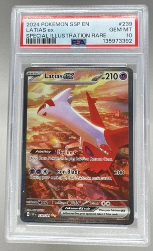 135973392 Latias ex 2024 Pokemon Surging Sparks #239 SIR PSA 10