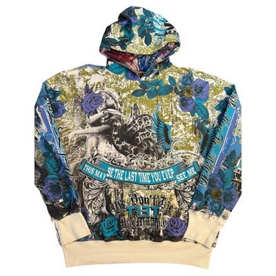 VTG True Love False Idols Hoodie Y2K Snake Rose Fullprint Sweatshirt Unisex 2XL