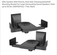 2 Pieces Speaker Wall Mounts,Dual Side Clamping Bookshelf Mounting Bracket Large