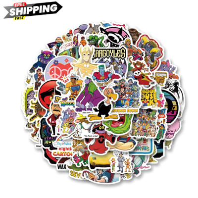 80s Cartoon Stickers Pack - 63 Vinyl Decals for Kids and Teens' Decor
