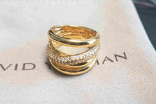 NEW/DavldYurman5Row-Crossover&Ring 18K&Yellow Gold Pavé Diamond US 8