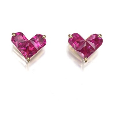 Auth STAR JEWELRY Earrings Ruby 1.00ct Mysterious Heart 18K 750 Yellow Gold