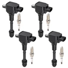 4PCS Ignition Coil W/ Spark Plugs Set for Nissan 2.5L 2002-2006 w/ Copper Wire