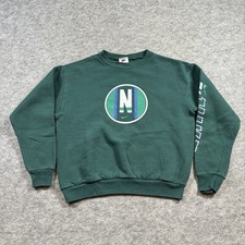 Vtg 71 Nike Swoosh Spellout Sweatshirt Kids Medium Green Crewneck USA Made
