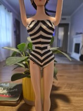 Barbie swimsuits, Zebra B&W  stripes and black, fits Midge, Repro Lot Of 4
