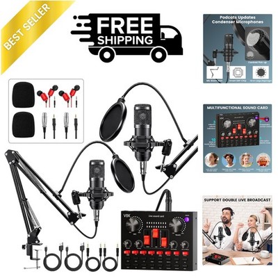 Brvomussy Podcast Equipment Bundle for 2, Audio Interface with Voice Changer ...