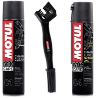 Motul MC Care C1 Chain Clean + C4 Chain Lube Factory Line + KettenbÜRste