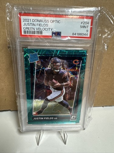 2021 Donruss Optic #204 Justin Fields Rated Rookie Green Velocity - PSA 9 Mint - Picture 2 of 3