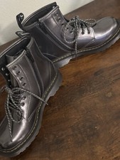 Dr. Martens JR1460 Pascal Leather Boots In Metallic Silver Size US M 4, US L 5