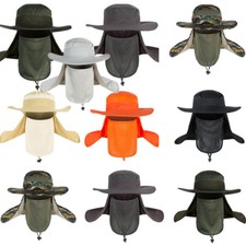 Outdoor Hiking Sun Protection Wide Brim Bucket Hat Cover Face Neck Fisherman Cap
