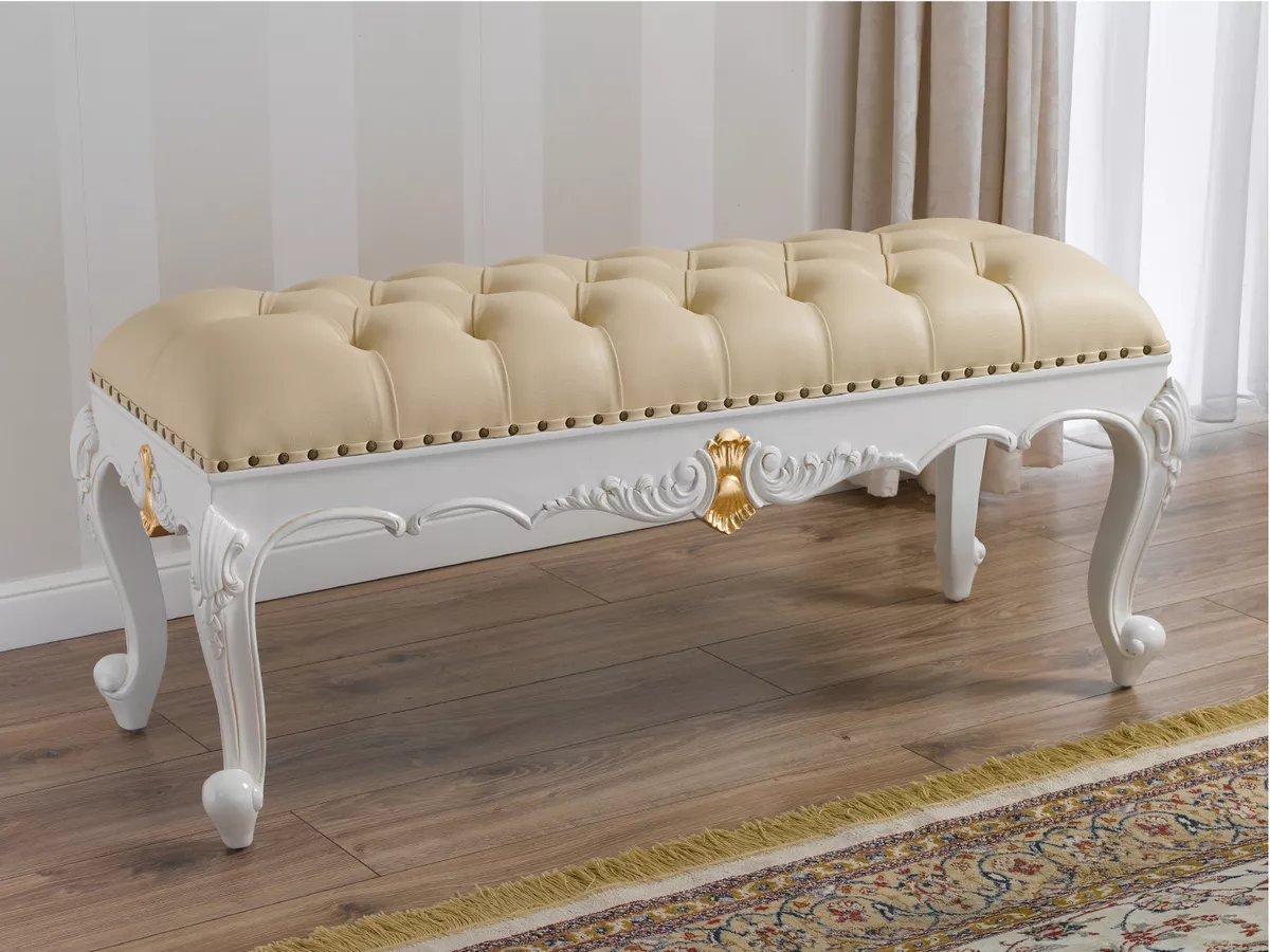 Ivory leather bench deals