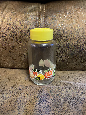 Vintage Spic Jar w/ Yellow Plastic Lid Vegetables Shake Pour 1970 s 1980 s
