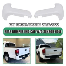 Rear Bumper End Cap WHITE W/O Sensor Hole Set Pair For 2016-2023 Toyota Tacoma