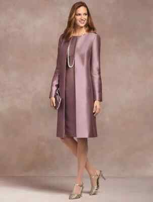 Elegant Mother Of The Bride Dresses with Satin Jacket Long Sleeves Knee  Length | eBay