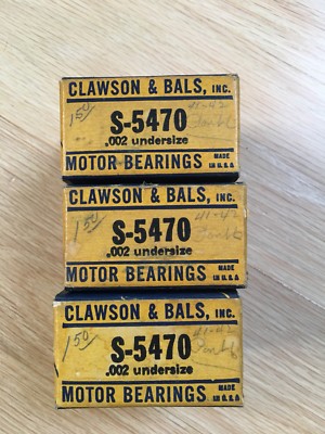 Vintage NOS Lot of 3 S-5470 002 Undersize Clawson & Bals Motor Bearings 41-42