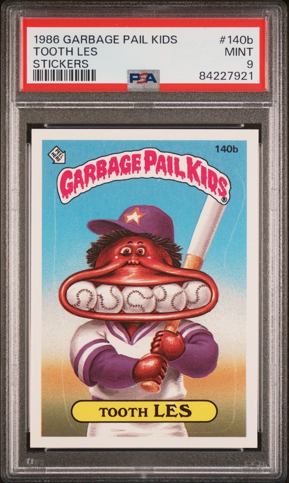1986 Topps Garbage Pail Kids Series 4 OS4 TOOTH LES 140b PSA 9 MINT Card gpk