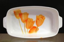 Pirofila forno in ceramica viva rettangolare Tulips