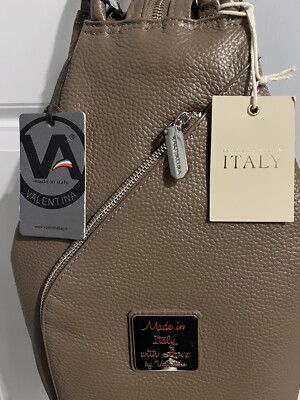 Valentina Made in Italy Sling Pebbled Leather Backpack Bag  display picture 3