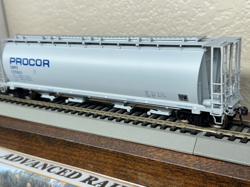 PROCOR - BLUE LETTERS - CYLINDRICAL COVERED 4 BAY HOPPER CAR ETCHED HO Scale NEW - Picture 3 of 11