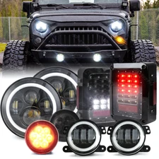 COMBO 8PCS FOR JEEP WRANGLER JK 07+ 7" LED HEADLIGHTS TAIL LIGHTS FOG LAMPS TURN