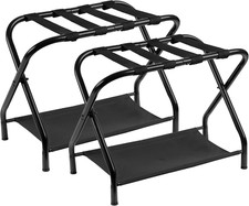 Luggage Rack,Pack of 2,Steel Folding Suitcase Stand with Storage Shelf for Bedro