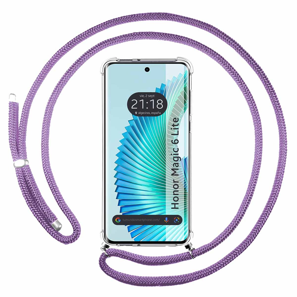 Cover Ciondolo Trasparente per Huawei Honor Magic 6 Lite 5G Con Cordino Viola