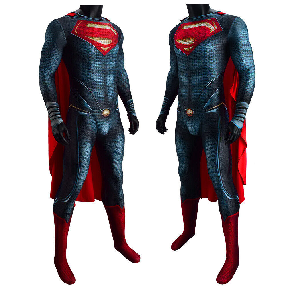 Superman: The Man of Steel Cosplay Costume Jumpsuit Cloak Halloween Full  Set