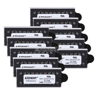 1-50X AZDENT Dental Ortho Monoblock Brackets Braces Mini Roth .018 3-4-5 Hooks