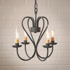  Georgetown 4 Arm Chandelier Textured Black Irvins Tinware Country Primitive