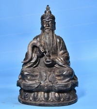 Antique Bronze Laozi Statue - 10" Taoist Sage Sculpture Altar Collectible