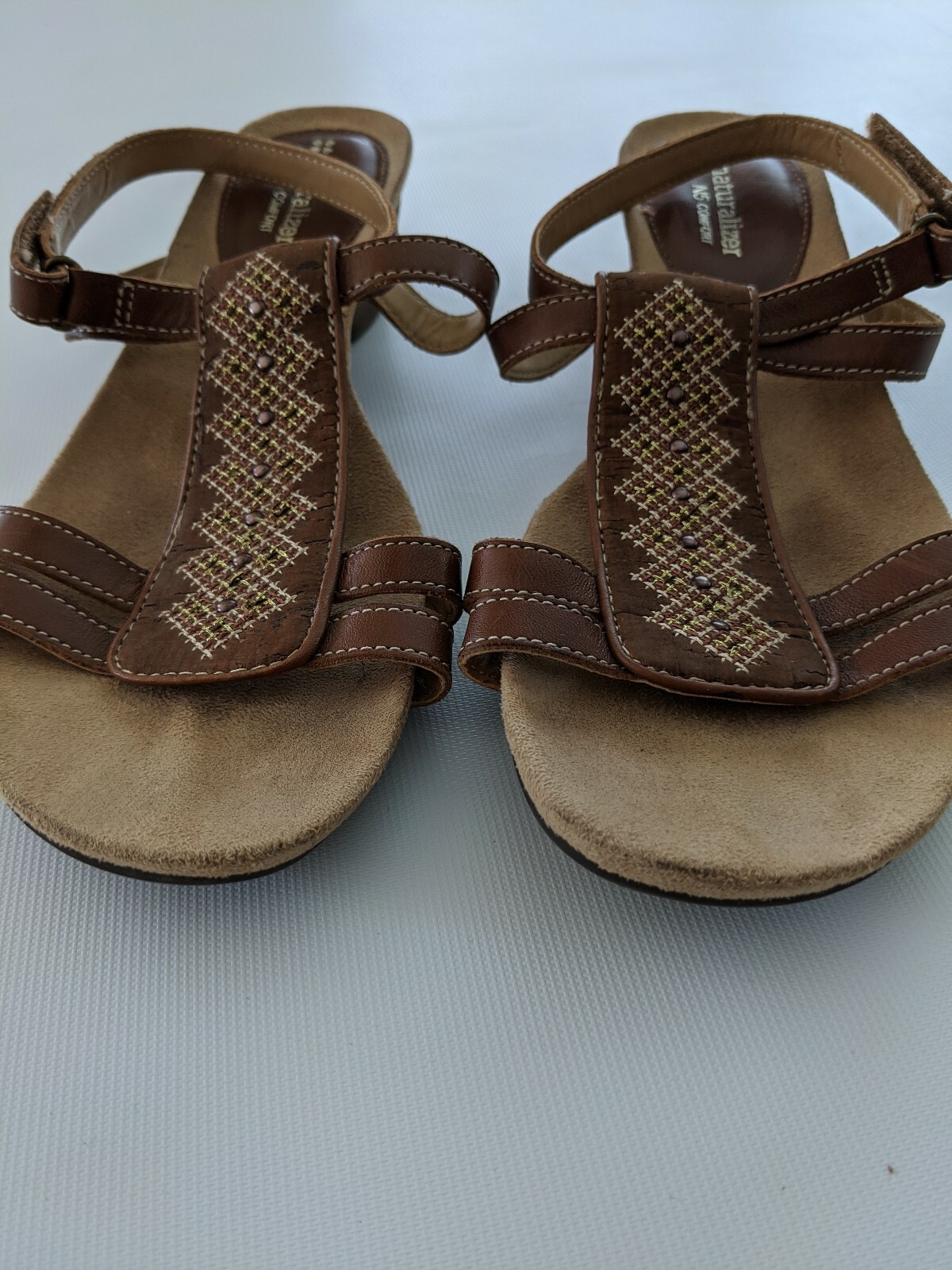 Naturalizer N5 Comfort 9W Women's Brown Sandals Leather beads Embroidered  Used | eBay