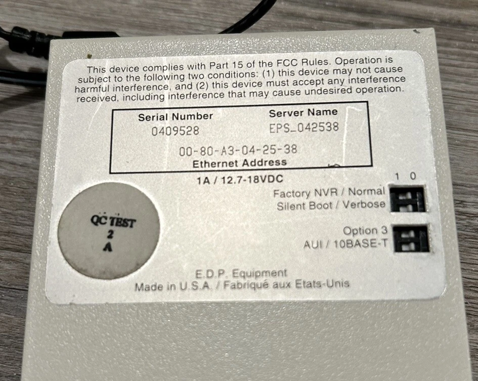 NEW Lantronix EPS1 Print Server w Box, Manual, Adapter, Tested, Ethernet NOS - Image 4 of 4