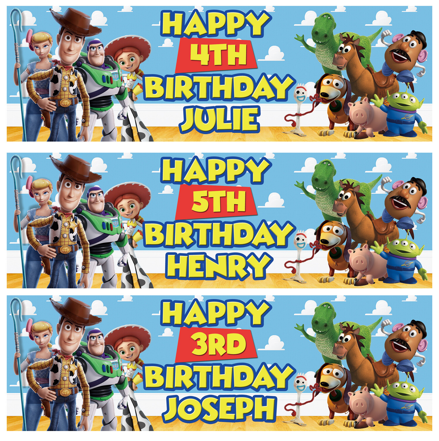 2 X Personalised Toy Story Birthday Banner Children Nursery Kid