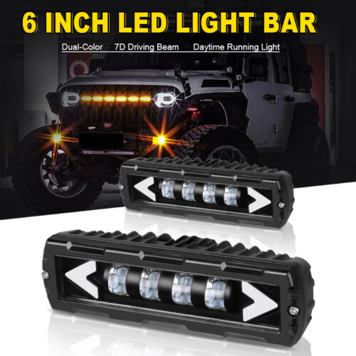 2X 6inch LED Work Light Bar Spot Pods Fog Driving Lamp Offroad Truck Amber White - Picture 3 of 14