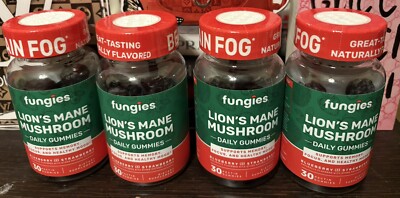 4x FUNGIES Lion's Mane Mushroom 30 Gummies Blueberry Strawberry Exp 06/2027