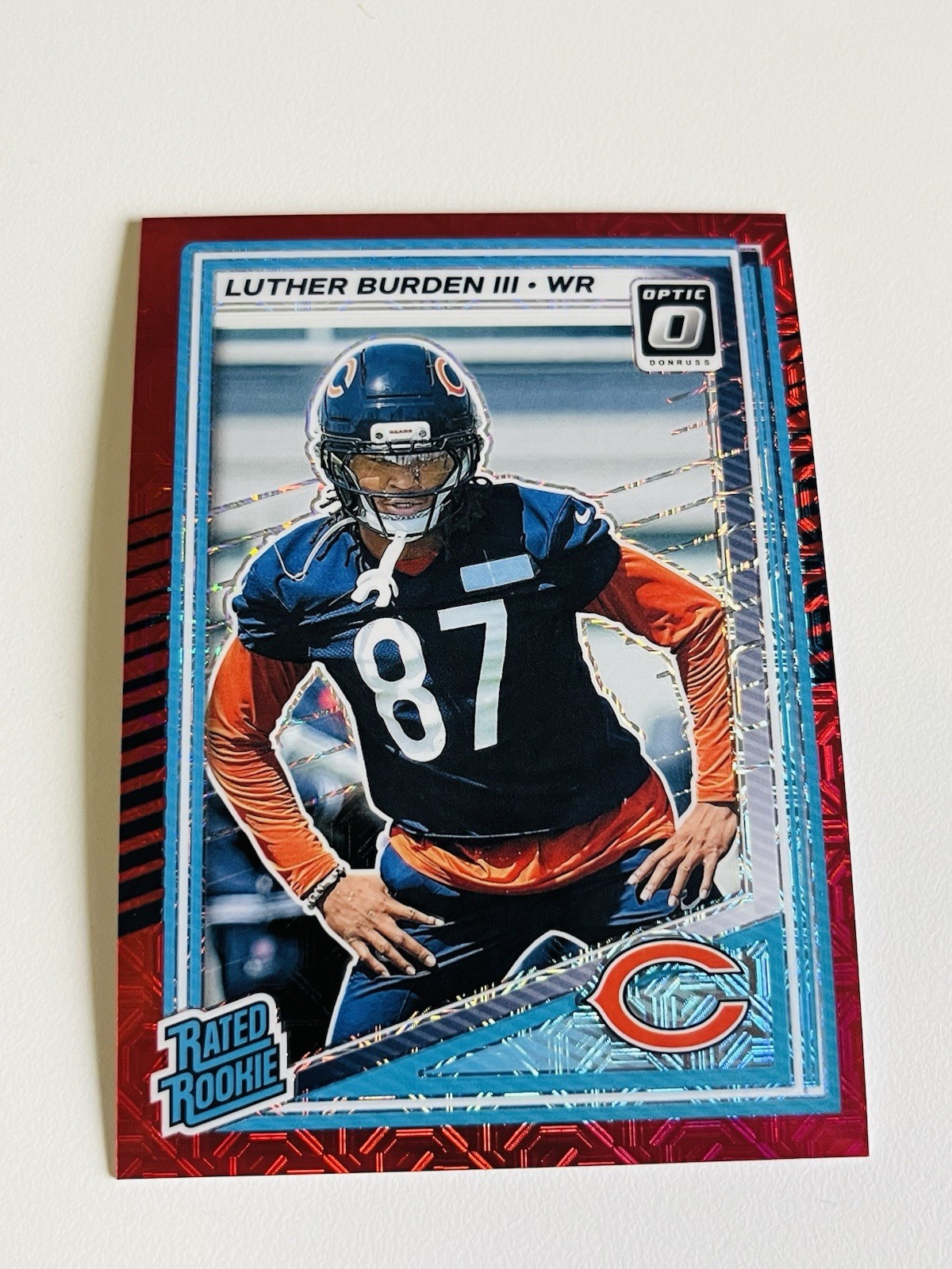 2025 Donruss Optic H2 Luther Burden III Red Mojo Prizm Chicago Bears Rookie #275