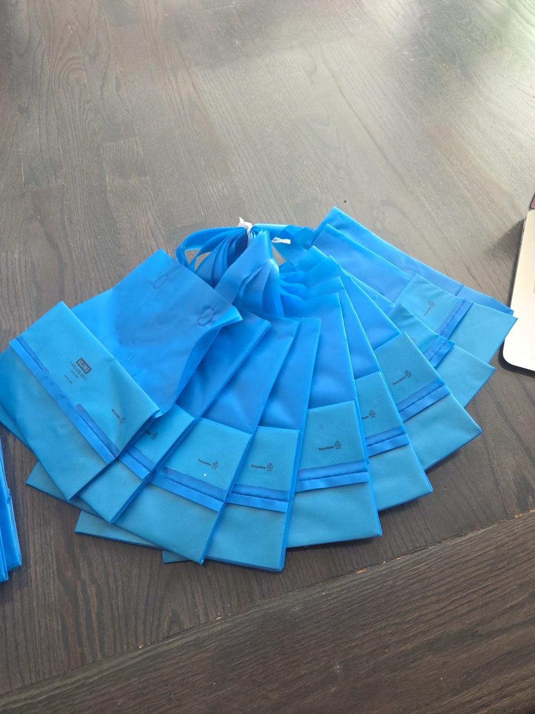 10 Blue Frosty Birthday Christmas Shopper Gift Bags School Work Uline 10×8