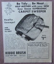 1951 AD Suzy Goose Supersonic Carpet Sweeper Kiddie Brush Toy Co Help Mother
