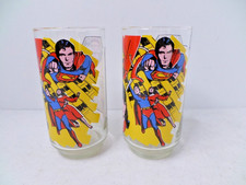 Lot of 2 Pepsi 1978 Superman The Movie Superman Saves the Day Glass DC Comics TM