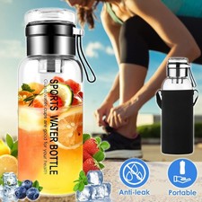 Glass Water Bottle 1 Liter Leakproof Drink Bottle BPA Free Drink Flask Tea Flask