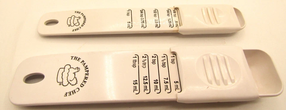 2 cucharas medidoras correderas ajustables blancas de chef mimado. Foto 2 de 4