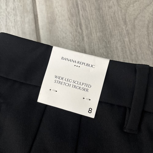 NWT Banana Republic Sculpted Stretch Wide Leg Trouser Pants Black Womens Sz 8 - Picture 2 of 9