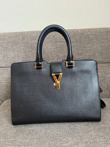 Yves Saint Laurent  Y Ligne Shoulder Bag Handbag Black Leather 2way Women's